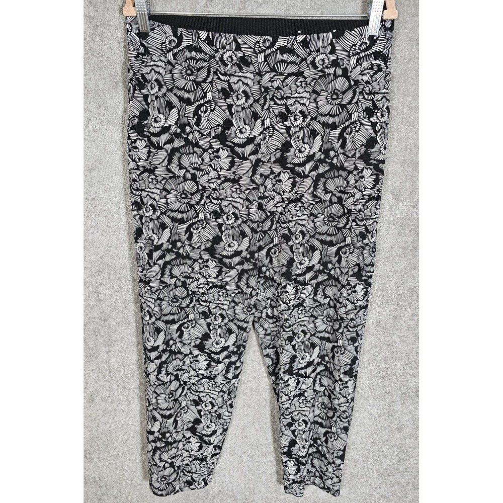 Soft Surroundings Go Lively Floral Cargo Jogger Pants Women Medium Black Pockets